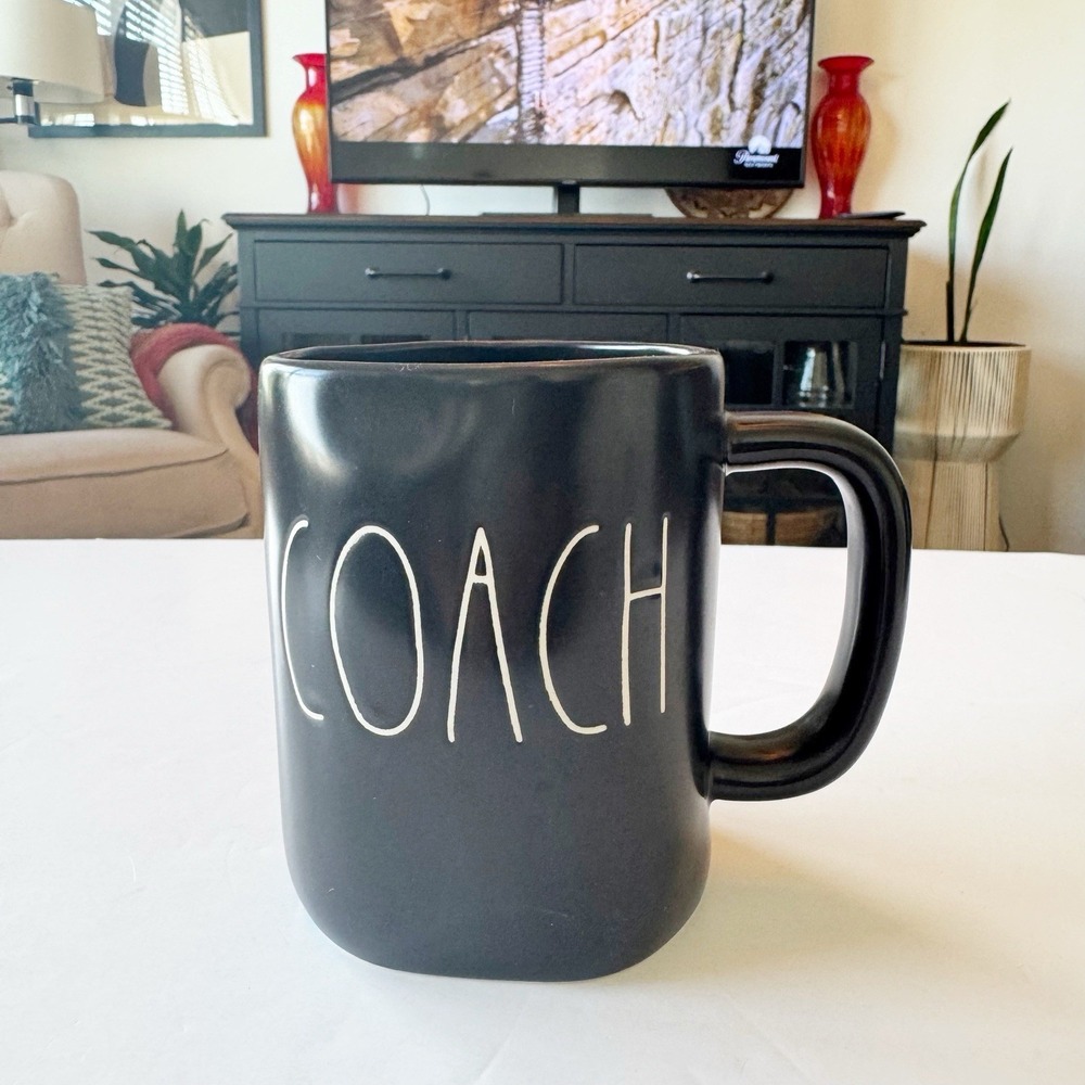 HTF Rae Dunn Artisan Collection COACH Coffee Tea BIG  Mug Cup Black /White - Picture 2 of 9
